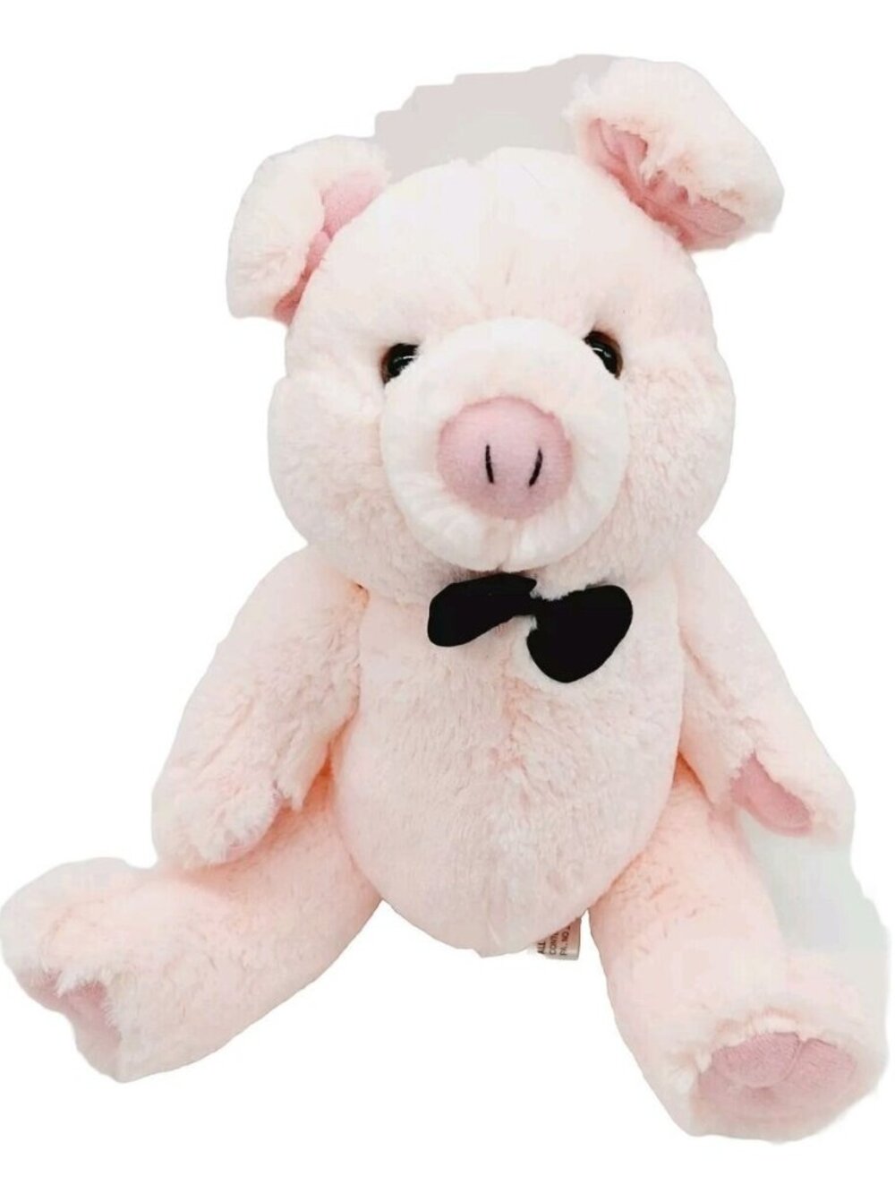 Steven Smith Pink Pig Plush 11 Inch Stuffed Animal Wearing Black Bow Tie